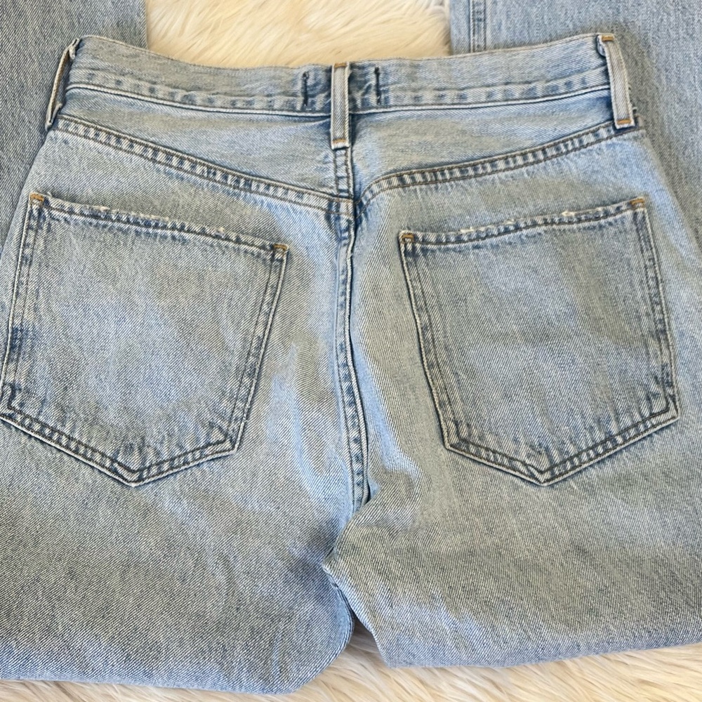 Agolde Riley High Rise Straight Crop jeans light blue distressed size 27 - Picture 10 of 12